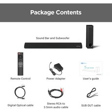 140W 2.1 Channel Sound bar with 6.5' Wired Subwoofer BYL Soundbar Bluetooth 5.0 Speaker for TV & Home Theatre System-B07KBWHRJ9, 30 Inch wired subwoofer30 Inch