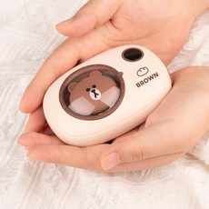 FONOW 손난로 양면 발열 휴대용 LED 대용량 보조 배터리, 카키색
