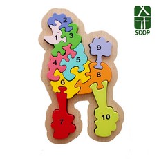 숲(SOOP) 숲(SOOP)우드퍼즐 푸들(숫자10) 유아 원목 퍼즐, 1개