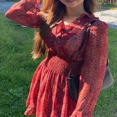 플라워 프릴 쉬폰 여리 미니 원피스