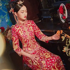 셀프웨딩드레스 빅 5풀롱 2020뉴타입 여름시즌 전통혼례복 신부 웨딩드레스 중식 결혼식예복 결혼복 예복