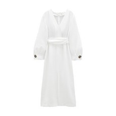 해외직구 자라 ZARA COS 여성 가을 드레스 벨트 흰색 V 넥 헵번 기질 롱 스커트 7786여름방학 정유미 나혼산 한혜연 진 전소미 원피스-47128