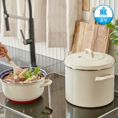 BK 비케이쿡웨어 더치오븐 곰솥냄비 8.7리터 카본스틸 인덕션냄비 전골냄비 무수분냄비, 화이트크림