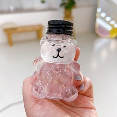 Dailymoon 미니 곰돌이물병 어린이 유치원 집 신기한 플라스틱 물통 60ml, 플라스틱마개, 1개