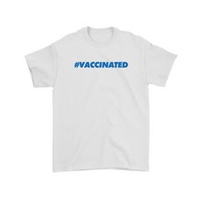 [더크라운비] 시즌3 #VACCINATED 남여공용 코로나 백신 접종 100% 면 티셔츠 반팔티 (화이트)