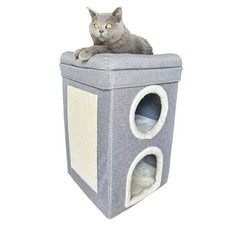  에코펫위드 고양이 숨숨집 2단 스크래쳐, 1개, 그레이 