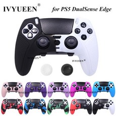 IVYUEEN 소프트 고무 실리콘 케이스 플레이스테이션 5 PS5 듀얼센스 엣지 컨트롤러 프로텍터 스킨 엄지 그립 캡, 08 Red Blue