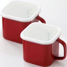 1+1 IH 인덕션 법랑냄비 보관용기 캐니스터 2P 레드, 2개, 13.5cm