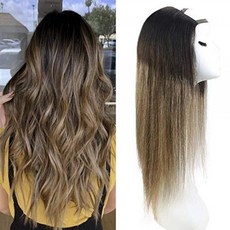 VeSunny Natural Black Ombre Half Wig Middle Open Thick Hair 18inch Clip in Hairp, 단일상품, 단일상품