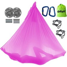 요가 벨트 필라테스 밴드 스트레칭 GiGant Official Aerial Yoga Hammock Full Set 16.9 x 1.1 ft 5 2.8 m Exercise Fit, hotpink