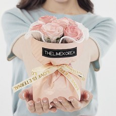더라임코리아 어버이날 카네이션 장미 비누꽃 미니 꽃다발+선물상자, 핑크장미