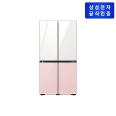삼성 비스포크 냉장고 4도어 875L [RF85DB90B1H55] (글램화이트+핑크), 글램화이트+핑크