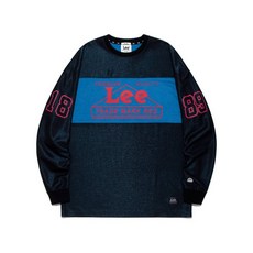 LEE 하우스 로고 메쉬 긴팔 티셔츠 네이비