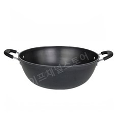 라이프채널 업소용 40cm 다용도 양철 튀김 팬 찜 전골 볶음요리 무코팅 철 냄비, 17.26CM나무뚜껑O [철주걱+냄비솔포함], 1개