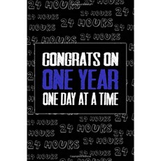 한 번에 1 일씩 축하합니다 재미있는 1 년 금주 기념일 저널 노트북 선물 남성 여성을위한 금주 한 생일, 단일옵션