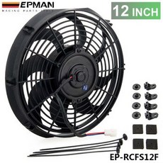 [해외] EPMAN 레이싱 카 유니버셜 12V 12 &QUOT;전기 팬 곡선 S 블레이드 라디에이터 냉각 팬 라디에이터 오일 쿨러 EPRCFS12F, 상세내용표시