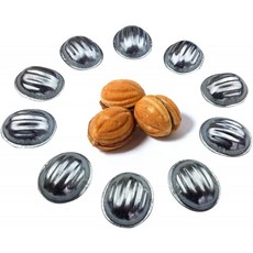 달콤한 러시아 견과류 Oreshki 과자 쿠키 Nutlets 용 금속 몰드 양식 너트 (40 개 세트), 단일옵션