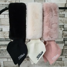 씨스타 [타이틀리스트] 국내산 최고급퍼 사용한 여성 골프 머플러, 블랙