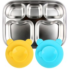 마이엘리 스텐 흡착 유아식판, 블루, 식판 + 흡착판 2p