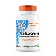 Doctor's Best 나토키나제 세라펩타제 (Natto Serra 논 GMO 비건 글루텐 프리 식물성 캡슐 90정, 1개, 90개