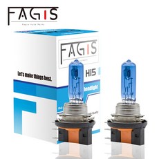 Fagis 2Pcs H15 12v 15/55w 블루 미국 브랜드 석영 유리 4800K 슈퍼 화이트 자동차 헤드 라이트 램프 자동 할로겐 전구 자동차 조명, 2개