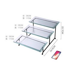 금속 브래킷이있는 유리 트레이 과일 트레이 2-3 조각 세트 유럽식 간단한 호텔 레스토랑 상업 다층 식기