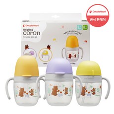 더블하트 마그마그 코롱 스파우트 컵 260ml + 빨대컵 교체용 손잡이 + 드링킹컵 교체용 손잡이 + 빨대 주입구 + 파이프 빨대 + 공통 교체용 가스켓 세트