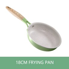 나무 손잡이가 달린 논스틱 프라이팬 아침 요리 냄비 세트 크레페 메이커 팬 조리기구 라멘 우유, green 18cm pan