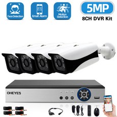 영어 설명서 H.265 AHD 폐쇄 텔레비전 카메라 시스템 5MP 8 채널 DVR 세트 실외 방수 영상 모니터링 시스템 세트 8CH 안전 카메라 시스템, 없다, 8채널 dvr 카메라 4개, 1개