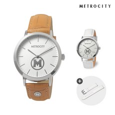 메트로시티(METROCITY) 남성가죽 손목시계/MTL1421M-DSW(화이트) + 화이트 가죽밴드