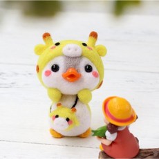 어바웃캣 펭귄시리즈 양모펠트 DIY 만들기 세트 펠트 패키지, 기린모자펭귄, 1개