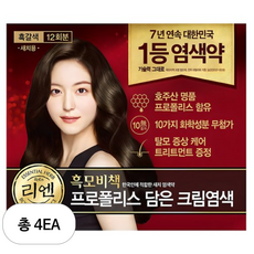 리엔 흑모비책 프로폴리스 담은 크림 염색제 새치용 12회분, 4개, 흑갈색