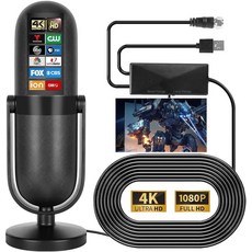 TV 안테나 실내 실외 스마트 TV용 TV 안테나 장거리 수신 HD 안테나 스마트 TV 로컬 채널용 4k 1080p HD 지원 모든 TV 지원, 1개