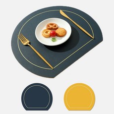 테이블매트 식탁 실리콘식탁 방수 홈데코 인테리어 식탁보 4개세트, 네이비/옐로우, 4개
