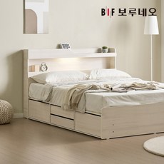 보루네오 침대 슈퍼싱글 퀸 무헤드 LED 수납형 서랍 평상형 호텔 신혼부부 세트 SS Q, 04_바울 수납침대, 화이트워시