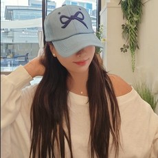 루세로 여성 볼캡 리본 데님 데일리 야구 모자 - 뉴진스omg의상