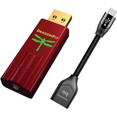 앰프 호환 헤드폰 오디오퀘스트 드래곤플라이 RED USB 스틱 DAC 번들 드래곤테일 포함-A 암컷에서 마이크로 수컷 - 오디오퀘스트드래곤플라이