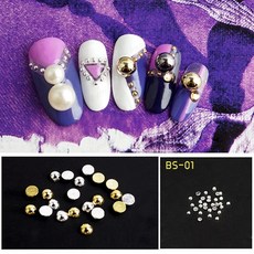 뷰티모아 고급반볼스톤 50ea~30ea 1mm~3mm 실버&골드 참파츠 네일참 네일스터드 BS-01 셀프네일아트, 50개, BG-02(반볼골드1.5mm)