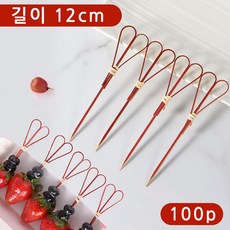 대나무 하트 과일꽂이 꼬지 칵테일픽 햄버거 샌드위치꽂이 도시락 생일파티, 1개