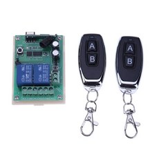 12V/24V 433Mhz 2 채널 릴레이 무선 원격 제어 스위치 + 차고 문 조명 커튼용 리모컨 개 열쇠 개, 1개