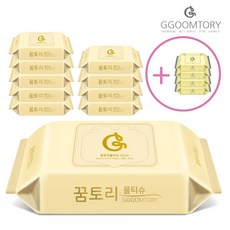 꿈토리 더 도톰한 골드 리필형 60매x10팩(1박스)+휴대용4팩 일회용 다목적물티슈 엠보싱원단