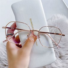 데일리 금자안경가네코옵티컬안경 라운드 사각 뿔테 크리스탈 블루라이트차단안경+고급 안경 케이스 세트 남녀공용