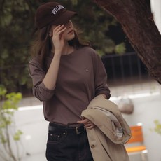 틸아이다이 Silket cotton long sleeve t-shirt_Brown