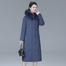 리빙리버 오리털롱패딩 빅 폭스털 퍼 넥 여성 고급 두꺼운 핫한 하프기장 90 화이트 덕다운 겨울