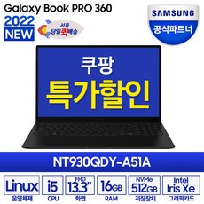 삼성전자 2021 갤럭시북 프로360 13.3 + s펜, 미스틱 네이비, NT930QDY-A51AV, 코어i5 11세대, 512GB, 16GB, Linux