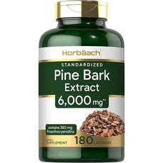 Horbaach Pine Bark Extract Contain 95% Proanthocyanidins 호바흐 파인 바크 추출물 프로안토시아니딘 6000mg 180캡슐, 1개, 180개, 180정