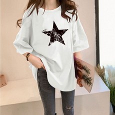 스타일아유 SATR 오버핏 반팔티 여성용 롱 빅사이즈 박시 반팔티셔츠 반팔 티셔츠