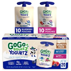 고고스퀴즈 요거트Z 다양성 팩 블루베리 스트로베리 혼합 85g x 20팩, 1개