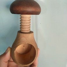 수동 호두까기 버섯모양 호두 부수기 원목, 1세트, 호두까기 1개