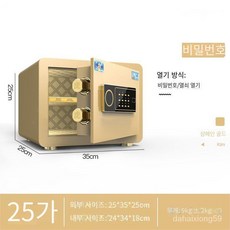 가정용미니금고 가정용 소형 금고 지문 비밀번호 높이 25/30/35/45cm, 금, 암호/키-높이 25cm [합금 폭발 방지 잠금 볼트]